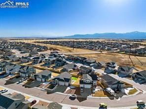 Bird's eye view with a residential view and a moun