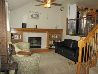 The living room with built ins.