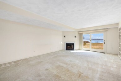 Living room with water view.