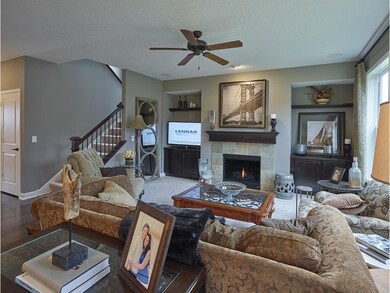 Inviting Great Room with Centered Fireplace, Media