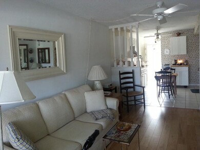 living room flows into kitchen