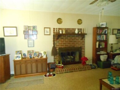 View of the fireplace.