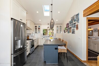 Island with leathered granite