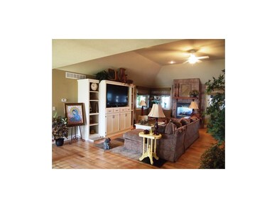 Beautiful built-ins and vaulted ceiling in living 