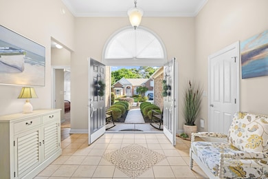 Double door entry looking outside from the foyer