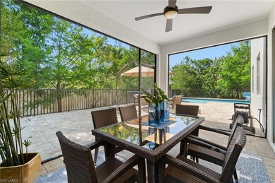 Screened and shaded outdoor dining area.