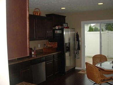Stainless Steel appliances and hardwood floor in the kitchen.