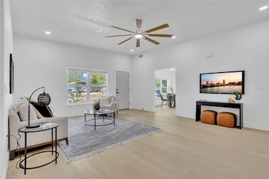 Living room with high ceilings