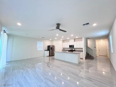 Kitchen with appliances with stainless steel finis