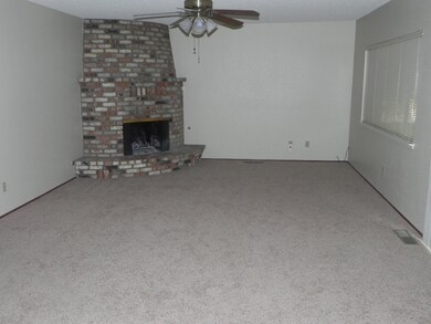 Family Room, Round Brick Fireplace