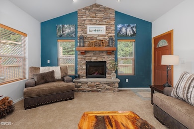 Living room with gas fireplace.
