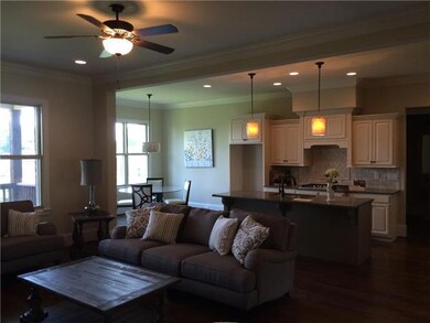 Open family room, kitchen and breakfast area.