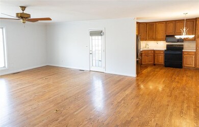 Family Room showing one of two doors leading to fe
