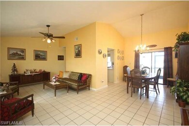 Vaulted ceilings in living-dining room combo