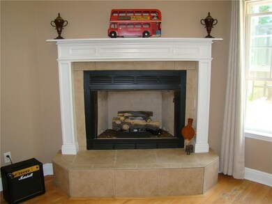 Gas log fireplace uses propane. There is 100 lb ta