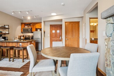 Dining space with wood finished floors
