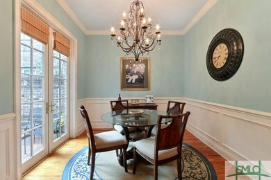 Dining Room has pine floors, chair rail, crown and