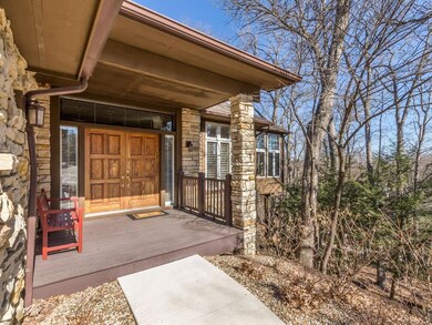 Covered front entry with double doors