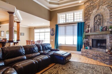 Huge Family Room with Beautiful Wood Burning Fireplace 