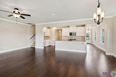 Open living, kitchen and dining.