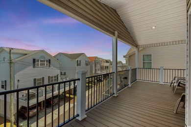 Wooden deck with a residential view