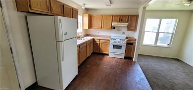 Kitchen open to eating area