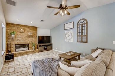 Living Room with Vaulted Ceiling