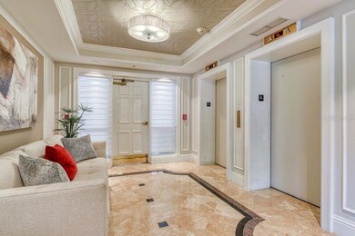 Lobby with two elevators