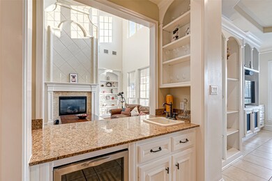 A view through the wetbar between the family room