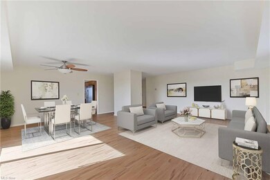 virtually staged living room and dining room area