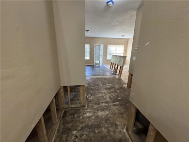 Hall with a textured wall