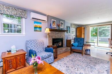 Living room with slider to deck