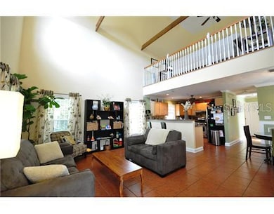 Living Room - Beautiful Open Living Space, look at the 22  Ceiling with Wood Beams and the View of the Loft!