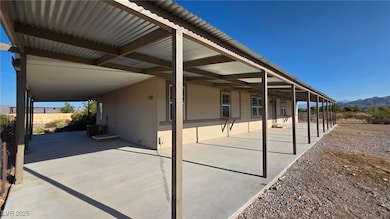 View of patio with a mountain view