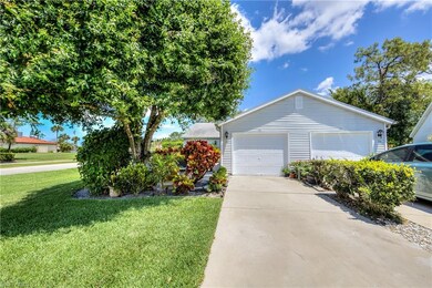 Front with single car garage and long driveway