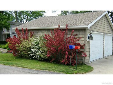 Garage. A view of the garage from the street.  The