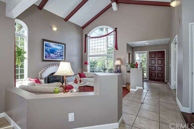 Looking from the formal dining room to the living 