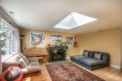Skylight and fireplace