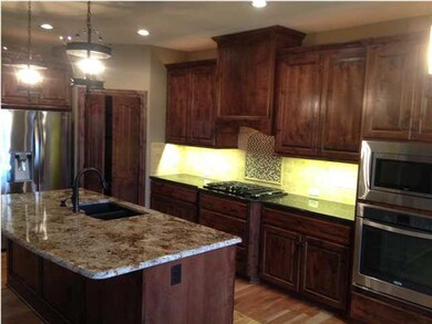 Walk-in pantry with lots of shelving, 5-burner gas