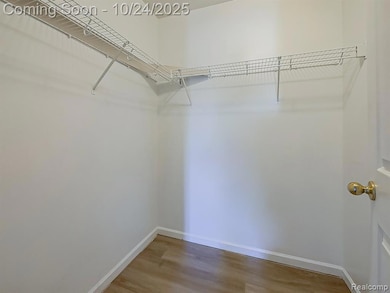 Walk in closet featuring light wood-style floors