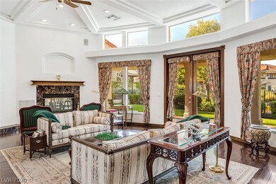 Great Room View - Two way fireplace -Double French
