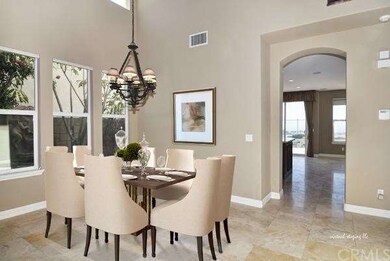Formal dining room with outdoor fountain