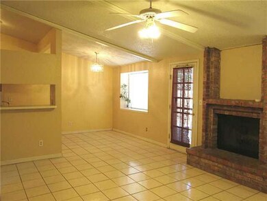 Living Room. Brick fireplace