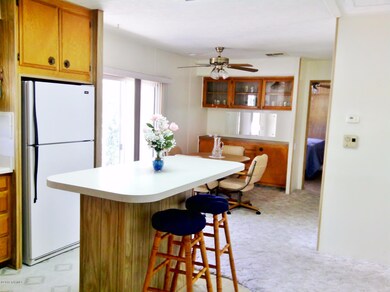 Kitchen island and dining area