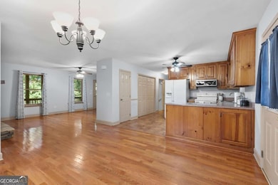 View from Dining Area to kitchen and family room.