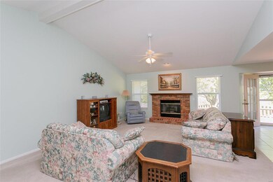 Vaulted great room with fireplace