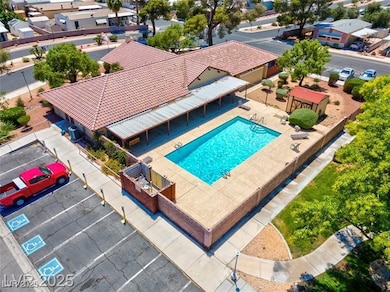 Drone / aerial view of a pool area