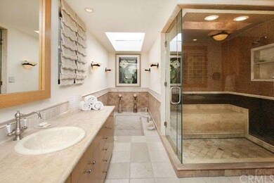 Master Bath with stone floors and counter tops, hu