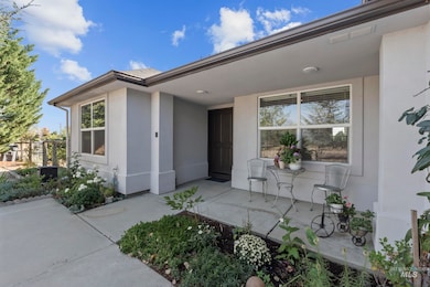 Doorway to property with stucco siding