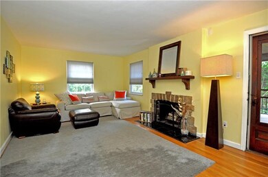 The large living room opens to the side porch.